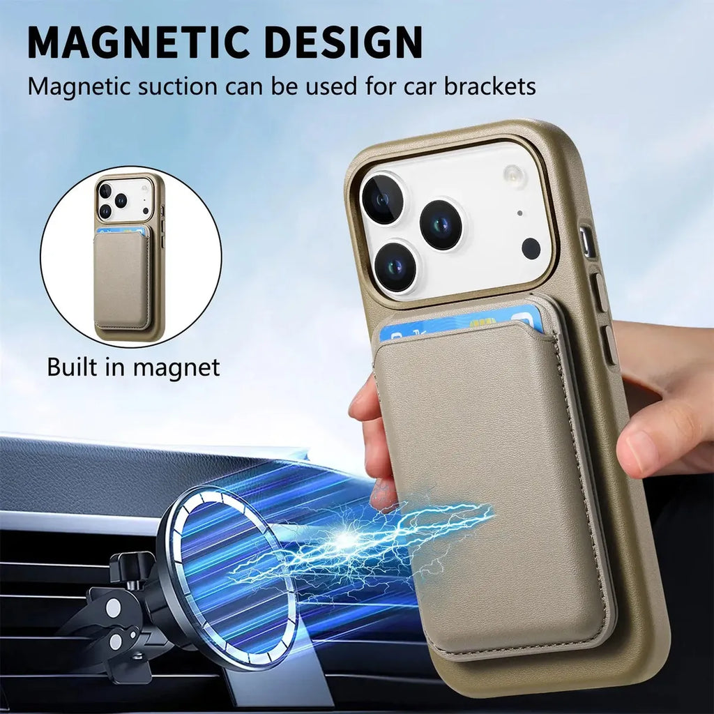 Premium RIMBMAX® ADRIAN crafted from full-grain leather. MagSafe compatible with metal buttons and camera protection. The pinnacle of Rimbmax cases.-iPhone 17 Pro Max, Bronze