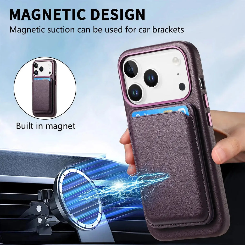 Premium RIMBMAX® ADRIAN crafted from full-grain leather. MagSafe compatible with metal buttons and camera protection. The pinnacle of Rimbmax cases.-iPhone 17 Pro Max, Bronze