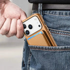 Premium RIMBMAX® ADRIAN crafted from full-grain leather. MagSafe compatible with metal buttons and camera protection. The pinnacle of Rimbmax cases.-iPhone 17 Pro Max, Bronze