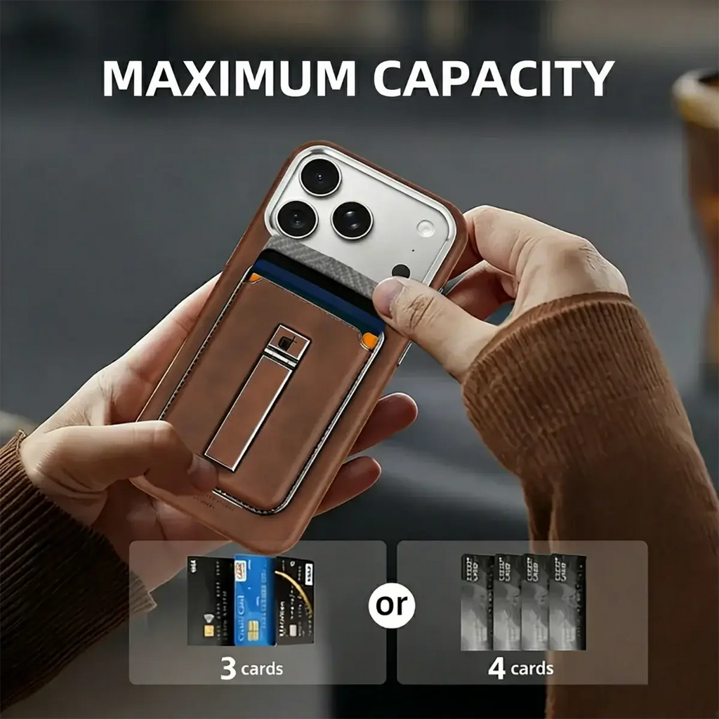 Buy Vintage WalletSlot MagCase for iPhone: Detachable Magnetic Wallet & Adjustable Kickstand - Belton at RIMBMAX-iPhone 17 Pro Max, Brown