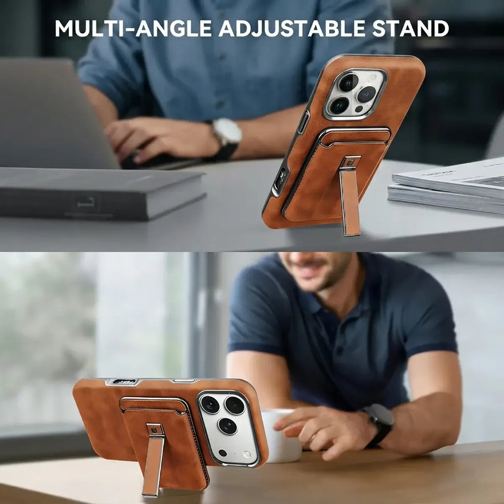 Buy Vintage WalletSlot MagCase for iPhone: Detachable Magnetic Wallet & Adjustable Kickstand - Belton at RIMBMAX-iPhone 17 Pro Max, Brown