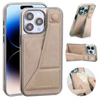 RIMBMAX® CHARLES offers slim, full-coverage protection. A premium leather phone case with an integrated card holder and stand. Authentic Rimbmax craft.-iPhone 16 Pro Max, Beige