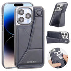 RIMBMAX® CHARLES offers slim, full-coverage protection. A premium leather phone case with an integrated card holder and stand. Authentic Rimbmax craft.-iPhone 16 Pro Max, Blue