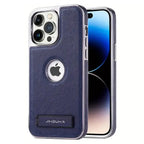 Experience the RIMBMAX® LIAM. A shockproof genuine leather iPhone case featuring a soft protective back and multi-angle stand. Shop official Rimbmax quality.-iPhone 17 Pro Max, Blue