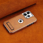 Experience the RIMBMAX® LIAM. A shockproof genuine leather iPhone case featuring a soft protective back and multi-angle stand. Shop official Rimbmax quality.-iPhone 17 Pro Max, Bronze