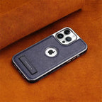 Experience the RIMBMAX® LIAM. A shockproof genuine leather iPhone case featuring a soft protective back and multi-angle stand. Shop official Rimbmax quality.-iPhone 17 Pro Max, Bronze