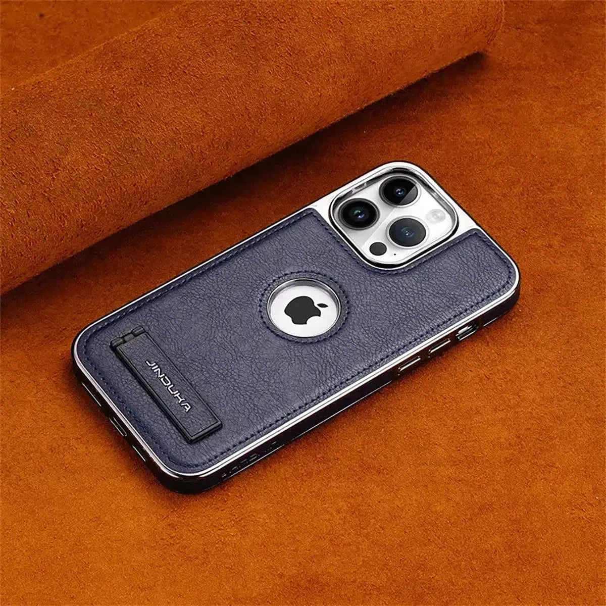 Experience the RIMBMAX® LIAM. A shockproof genuine leather iPhone case featuring a soft protective back and multi-angle stand. Shop official Rimbmax quality.-iPhone 17 Pro Max, Bronze