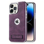 Experience the RIMBMAX® LIAM. A shockproof genuine leather iPhone case featuring a soft protective back and multi-angle stand. Shop official Rimbmax quality.-iPhone 17 Pro Max, Purple