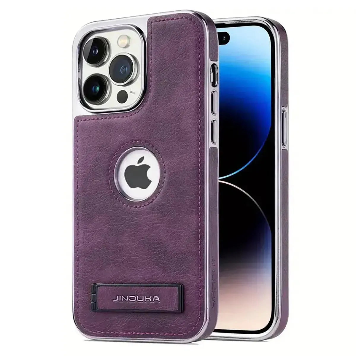 Experience the RIMBMAX® LIAM. A shockproof genuine leather iPhone case featuring a soft protective back and multi-angle stand. Shop official Rimbmax quality.-iPhone 17 Pro Max, Purple
