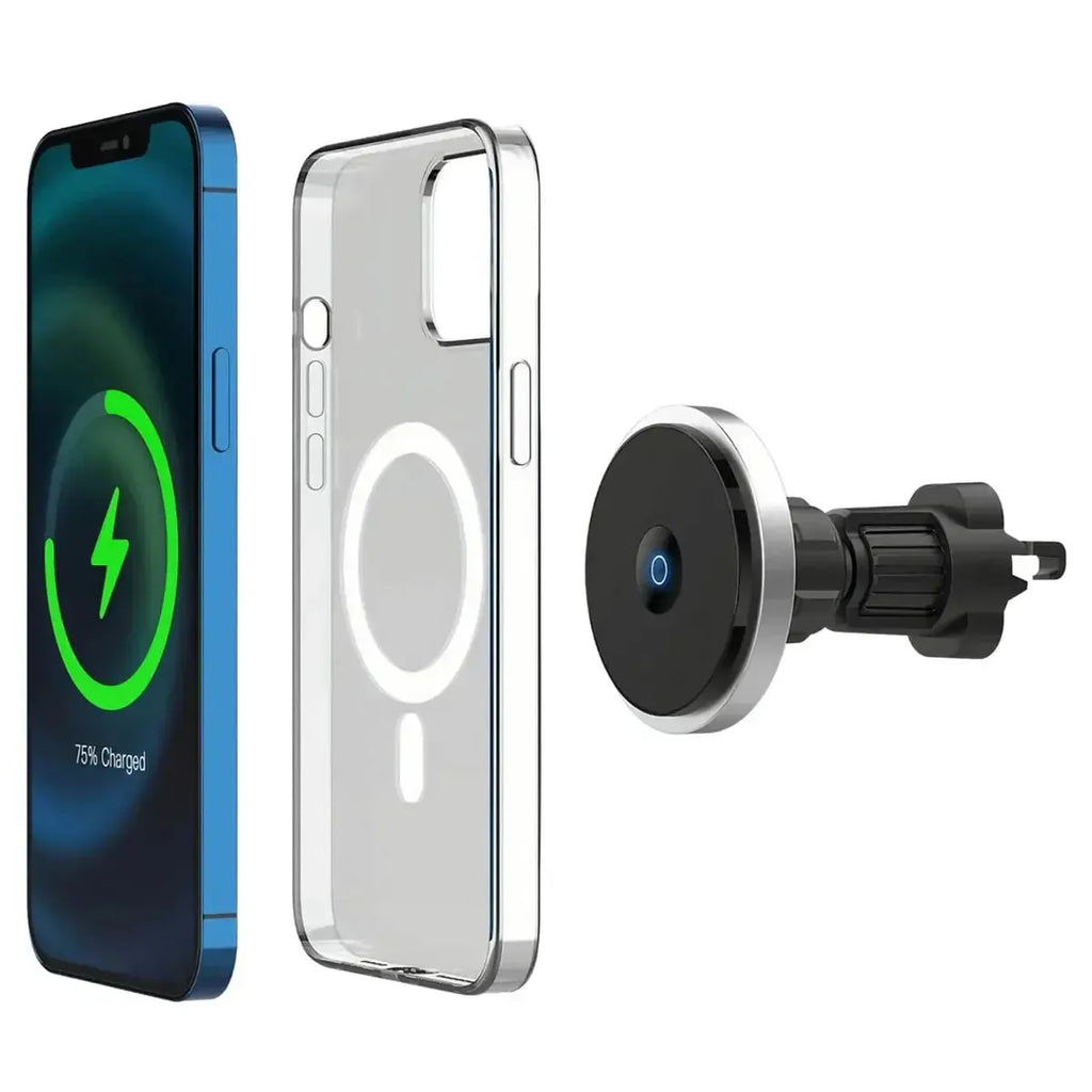 Buy MagSafe Wireless Car Charger Mount with Fast Charging & Universal Vent Compatibility - MAGNETIC CAR CHARGER & PHONE HOLDER at RIMBMAX-Black, 