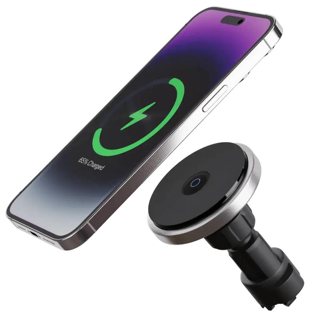 Buy MagSafe Wireless Car Charger Mount with Fast Charging & Universal Vent Compatibility - MAGNETIC CAR CHARGER & PHONE HOLDER at RIMBMAX-Silver, 