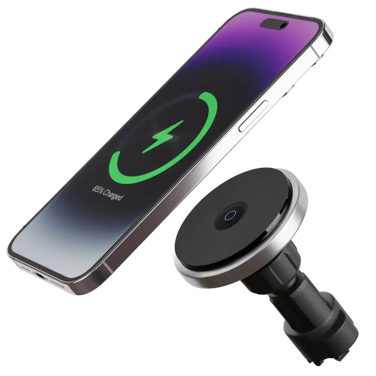 Buy MagSafe Wireless Car Charger Mount with Fast Charging & Universal Vent Compatibility - MAGNETIC CAR CHARGER & PHONE HOLDER at RIMBMAX-Silver, 