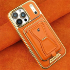 The RIMBMAX® MALCOLM is a classic leather phone case featuring a secure card holder and stable stand. Perfect protection for the modern Rimbmax user.-iPhone 17 Pro Max, Bronze