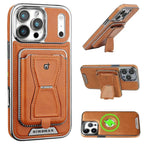 The RIMBMAX® MALCOLM is a classic leather phone case featuring a secure card holder and stable stand. Perfect protection for the modern Rimbmax user.-iPhone 17 Pro Max, Bronze