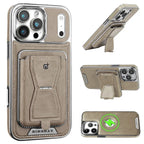 The RIMBMAX® MALCOLM is a classic leather phone case featuring a secure card holder and stable stand. Perfect protection for the modern Rimbmax user.-iPhone 17 Pro Max, Gray