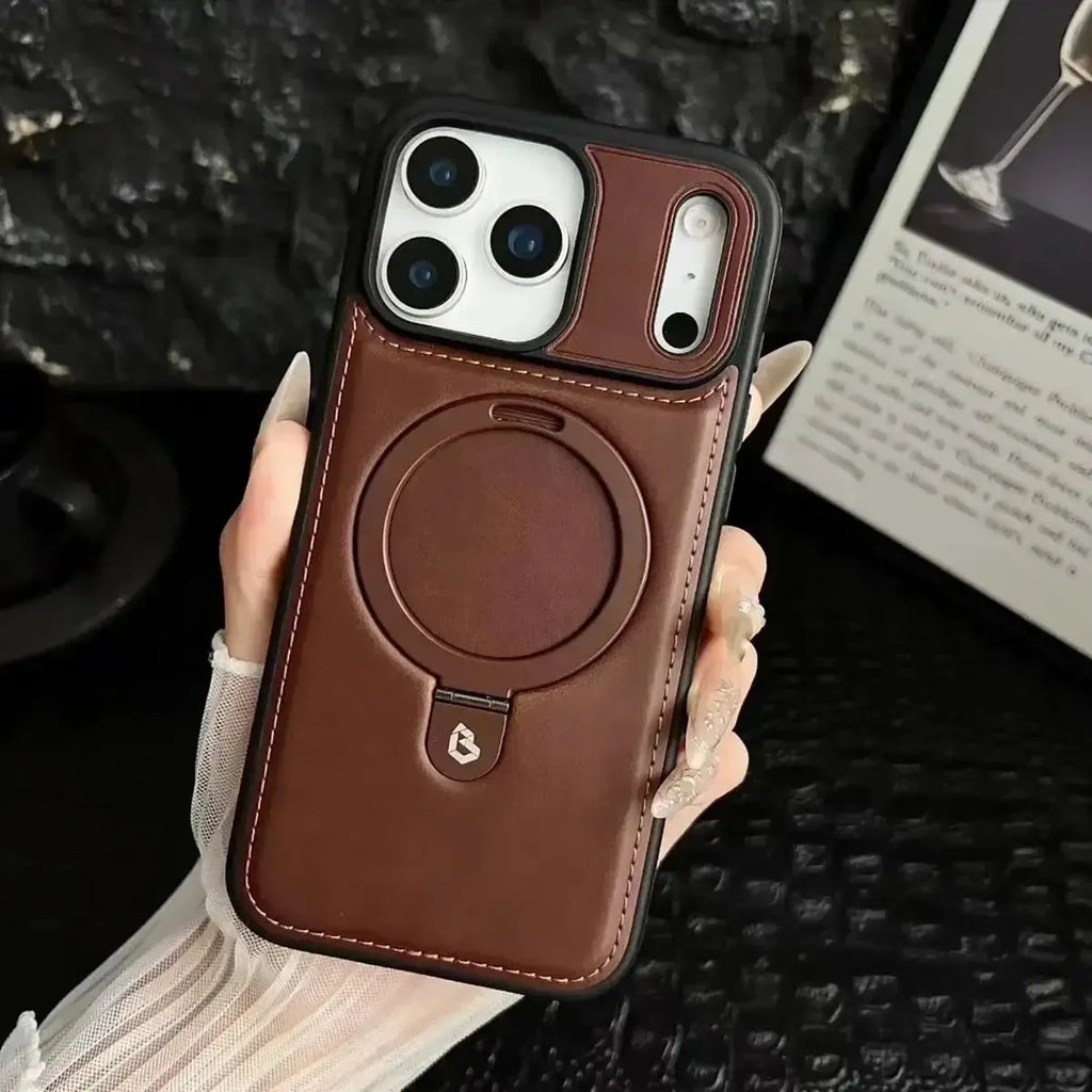 Upgrade to the RIMBMAX® MATEO. This premium leather phone case supports seamless MagSafe charging. Durable, stylish, and 100% authentic Rimbmax-iPhone 17 Pro Max, Bronze