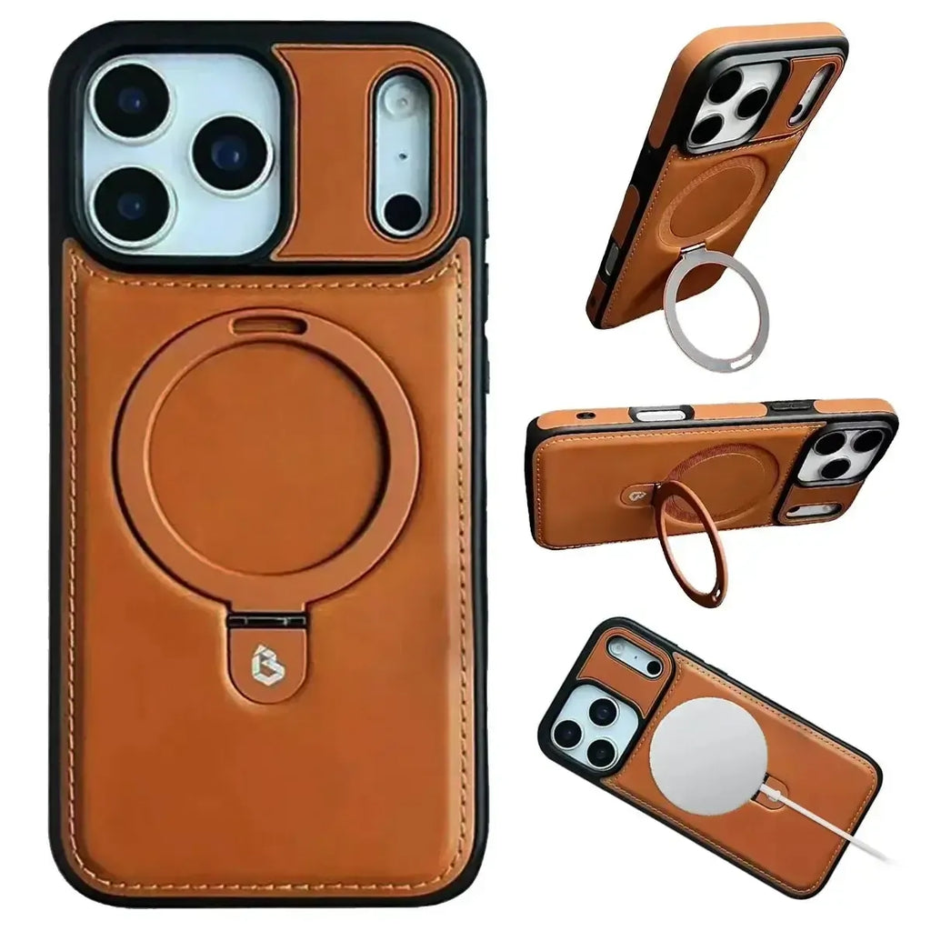 Upgrade to the RIMBMAX® MATEO. This premium leather phone case supports seamless MagSafe charging. Durable, stylish, and 100% authentic Rimbmax-iPhone 17 Pro Max, Bronze