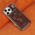 Discover RIMBMAX® PHOEBE. A luxury leather phone case with a hidden magnetic stand for a sleek look. The ultimate Rimbmax accessory for iPhone.-iPhone 17 Pro Max, Brown
