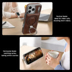 Discover RIMBMAX® PHOEBE. A luxury leather phone case with a hidden magnetic stand for a sleek look. The ultimate Rimbmax accessory for iPhone.-iPhone 17 Pro Max, Brown