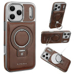 Discover RIMBMAX® PHOEBE. A luxury leather phone case with a hidden magnetic stand for a sleek look. The ultimate Rimbmax accessory for iPhone.-iPhone 17 Pro Max, Brown