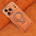 Discover RIMBMAX® PHOEBE. A luxury leather phone case with a hidden magnetic stand for a sleek look. The ultimate Rimbmax accessory for iPhone.-iPhone 17 Pro Max, Orange