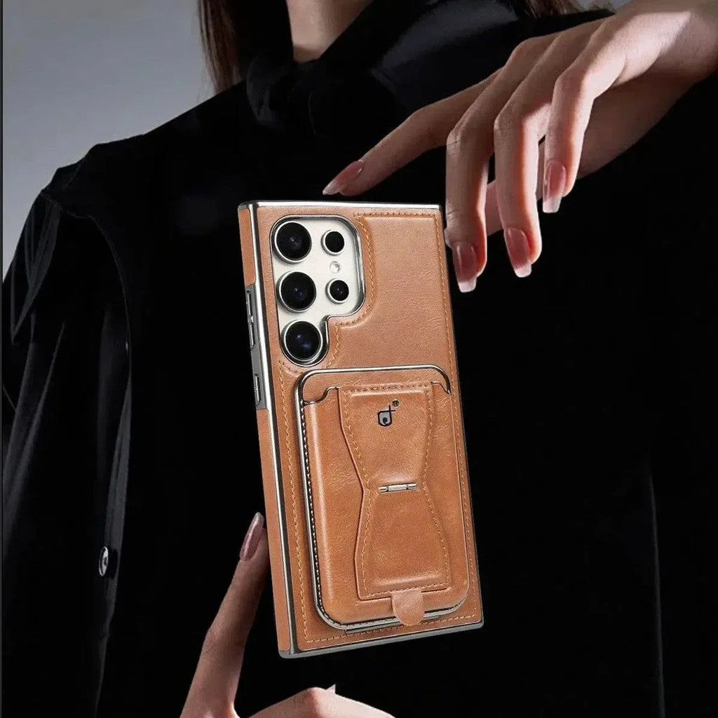 Shop the RIMBMAX® REESE for Samsung. A premium leather wallet case with a card holder and kickstand. Full-frame protection by the original Rimbmax.-Samsung Galaxy S26 Ultra, Bronze