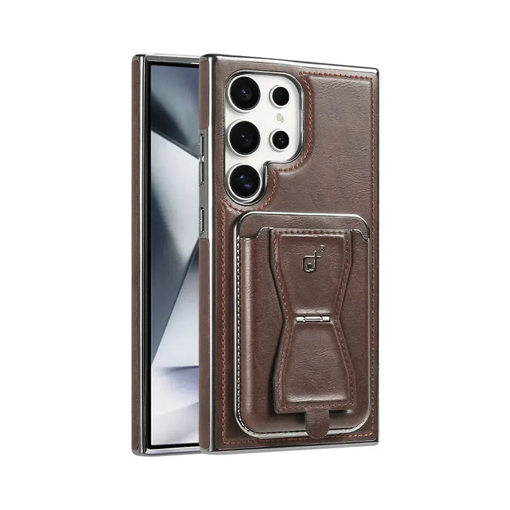 Shop the RIMBMAX® REESE for Samsung. A premium leather wallet case with a card holder and kickstand. Full-frame protection by the original Rimbmax.-Samsung Galaxy S26 Ultra, Brown