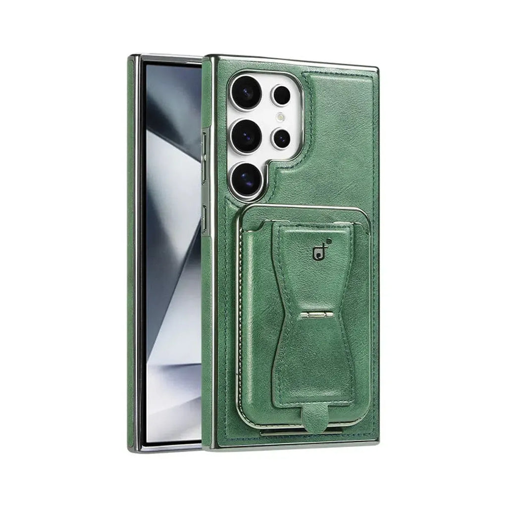 Shop the RIMBMAX® REESE for Samsung. A premium leather wallet case with a card holder and kickstand. Full-frame protection by the original Rimbmax.-Samsung Galaxy S26 Ultra, Green