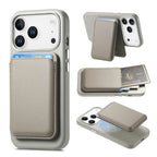 Caseles Full-Grain Leather iPhone Case with Card Holder, MagSafe Ready, Metal Buttons & Camera Bump Frame,Adrian at Caseles-iPhone 17 Pro Max, Beige