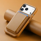 Caseles Full-Grain Leather iPhone Case with Card Holder, MagSafe Ready, Metal Buttons & Camera Bump Frame,Adrian at Caseles-iPhone 17 Pro Max, Black