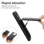 Caseles Full-Grain Leather iPhone Case with Card Holder, MagSafe Ready, Metal Buttons & Camera Bump Frame,Adrian at Caseles-iPhone 17 Pro Max, Black