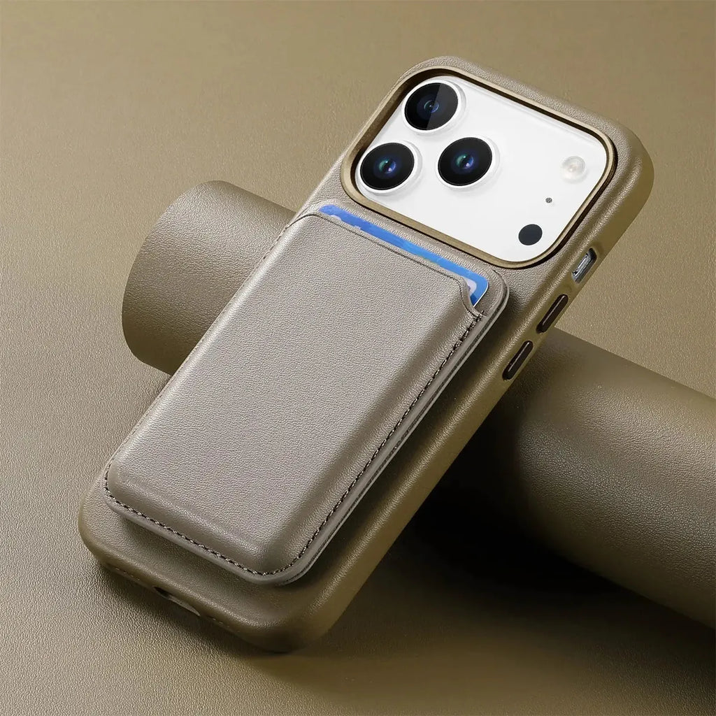 Caseles Full-Grain Leather iPhone Case with Card Holder, MagSafe Ready, Metal Buttons & Camera Bump Frame,Adrian at Caseles-iPhone 17 Pro Max, Black