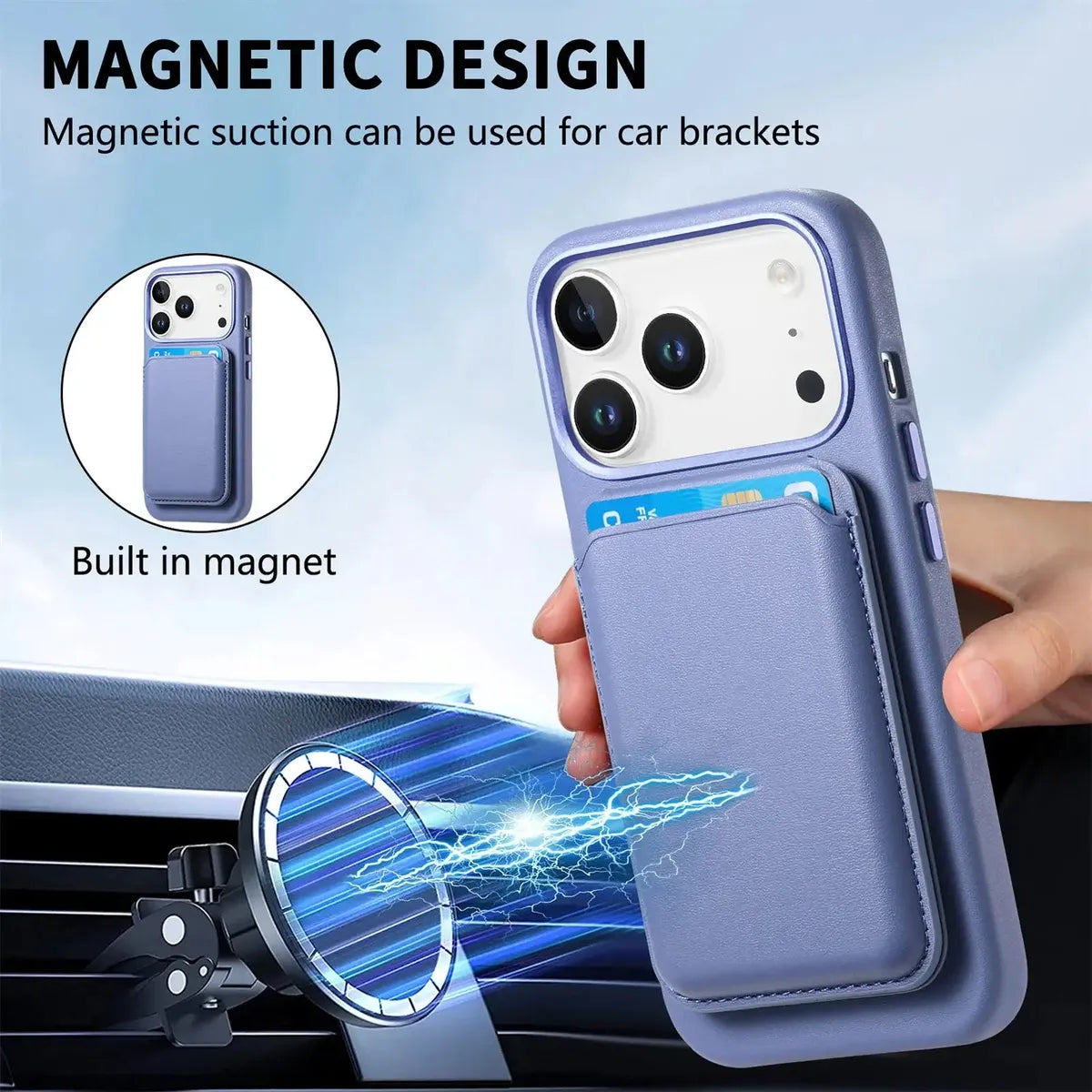 Caseles Full-Grain Leather iPhone Case with Card Holder, MagSafe Ready, Metal Buttons & Camera Bump Frame,Adrian at Caseles-iPhone 17 Pro Max, Black