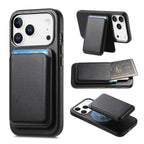 Caseles Full-Grain Leather iPhone Case with Card Holder, MagSafe Ready, Metal Buttons & Camera Bump Frame,Adrian at Caseles-iPhone 17 Pro Max, Black