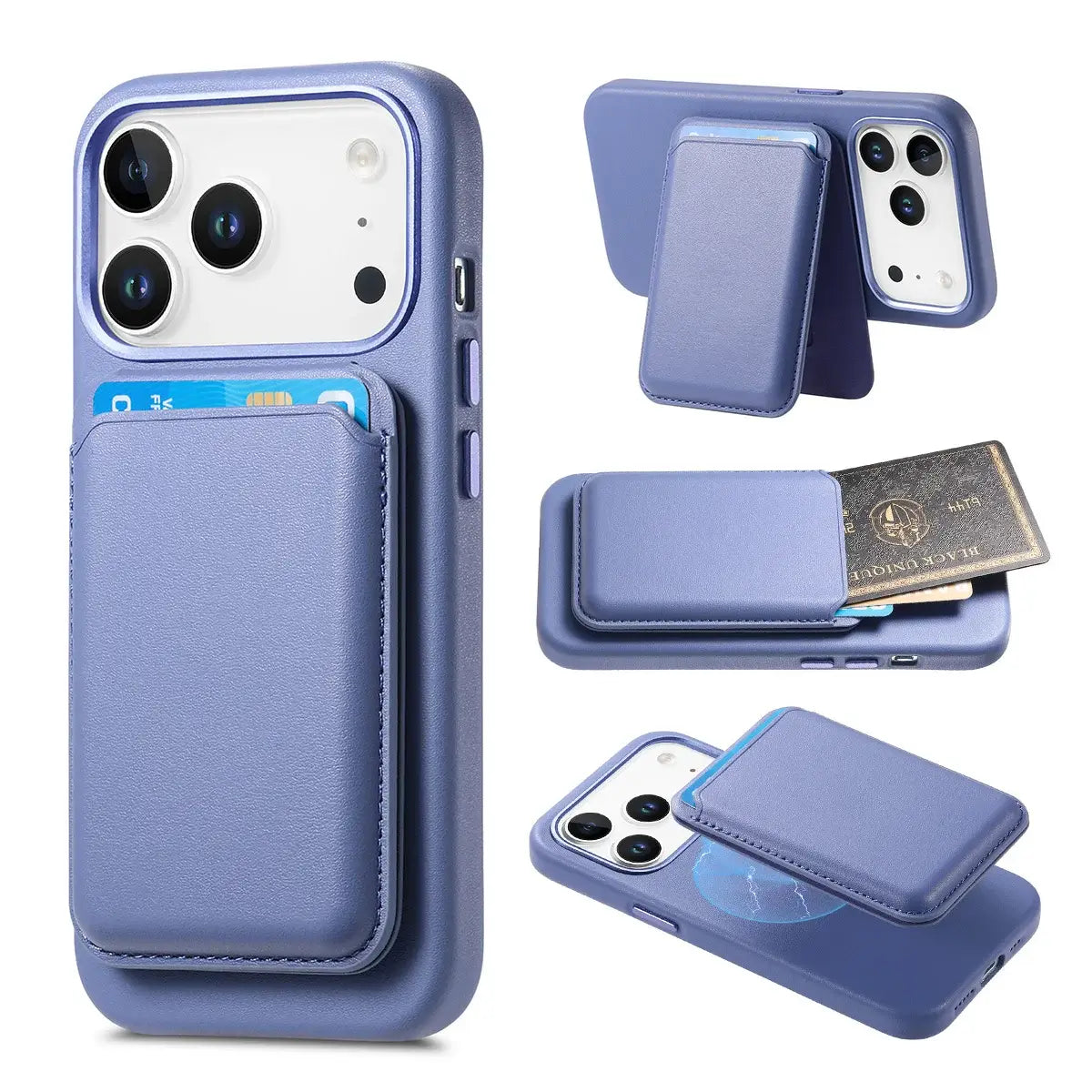 Caseles Full-Grain Leather iPhone Case with Card Holder, MagSafe Ready, Metal Buttons & Camera Bump Frame,Adrian at Caseles-iPhone 17 Pro Max, Light-Purple