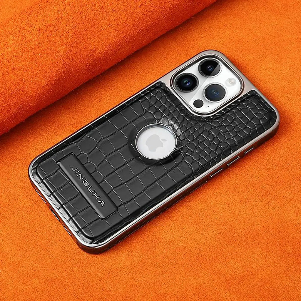 Buy Magnetic PU Leather Case for iPhone Series, Slim Fit Shockproof Back Cover with Integrated Kickstand & Wireless Charging Support - AXON at Rimbmax-iPhone 17 Pro Max, Brown