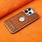 Buy Magnetic PU Leather Case for iPhone Series, Slim Fit Shockproof Back Cover with Integrated Kickstand & Wireless Charging Support - AXON at Rimbmax-iPhone 17 Pro Max, Brown