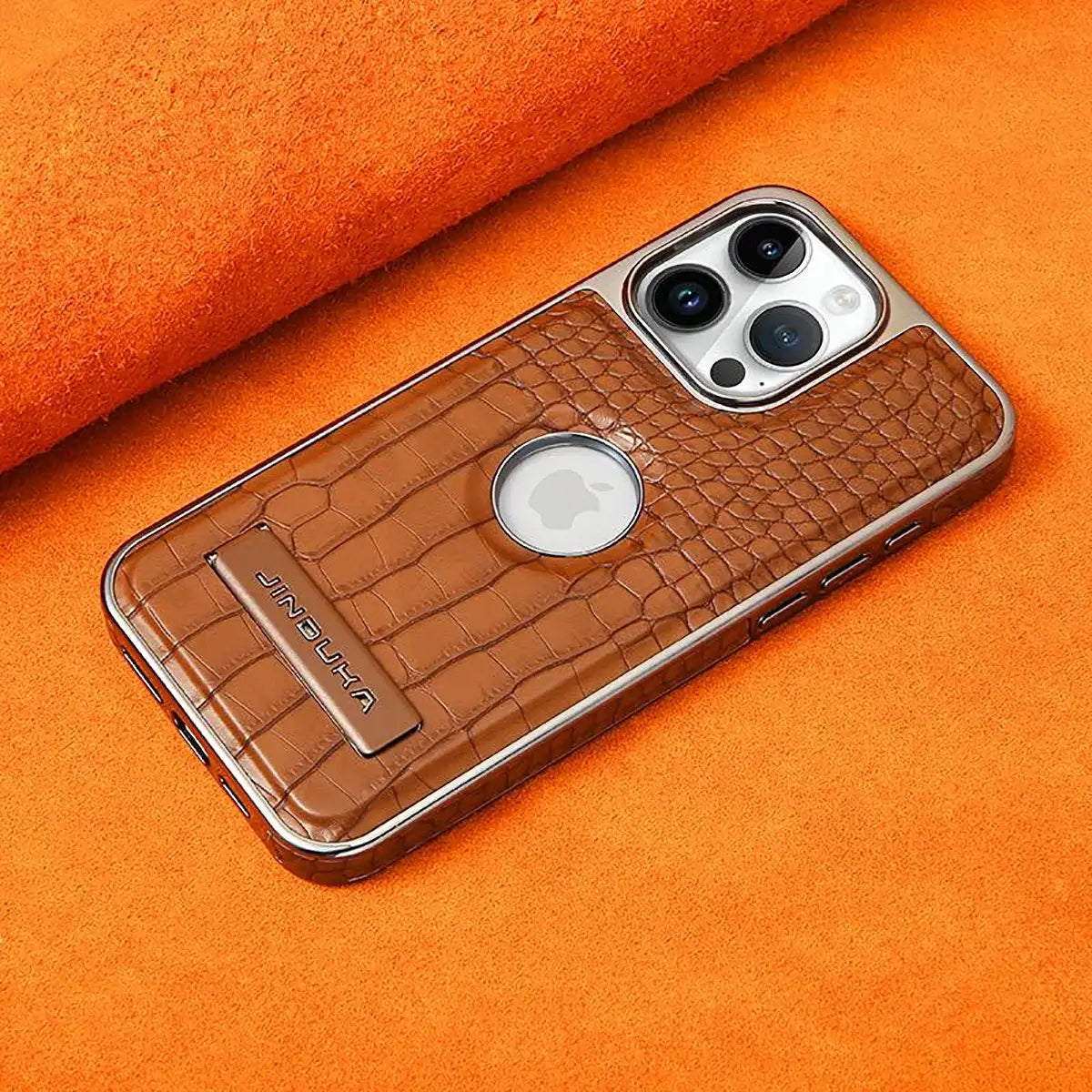 Buy Magnetic PU Leather Case for iPhone Series, Slim Fit Shockproof Back Cover with Integrated Kickstand & Wireless Charging Support - AXON at Rimbmax-iPhone 17 Pro Max, Brown