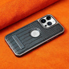 Buy Magnetic PU Leather Case for iPhone Series, Slim Fit Shockproof Back Cover with Integrated Kickstand & Wireless Charging Support - AXON at Rimbmax-iPhone 17 Pro Max, Brown