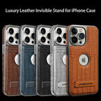 Buy Magnetic PU Leather Case for iPhone Series, Slim Fit Shockproof Back Cover with Integrated Kickstand & Wireless Charging Support - AXON at Rimbmax-iPhone 17 Pro Max, Brown