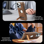 Buy Magnetic PU Leather Case for iPhone Series, Slim Fit Shockproof Back Cover with Integrated Kickstand & Wireless Charging Support - AXON at Rimbmax-iPhone 17 Pro Max, Brown