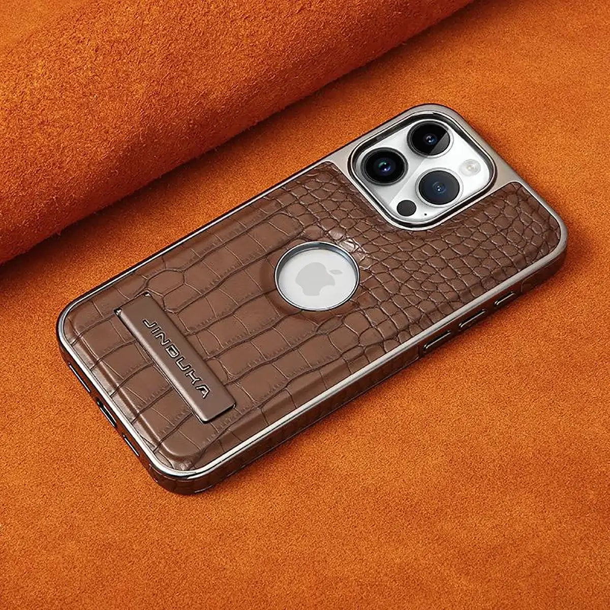Buy Magnetic PU Leather Case for iPhone Series, Slim Fit Shockproof Back Cover with Integrated Kickstand & Wireless Charging Support - AXON at Rimbmax-iPhone 17 Pro Max, Brown