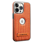 Buy Magnetic PU Leather Case for iPhone Series, Slim Fit Shockproof Back Cover with Integrated Kickstand & Wireless Charging Support - AXON at Rimbmax-iPhone 17 Pro Max, Orange