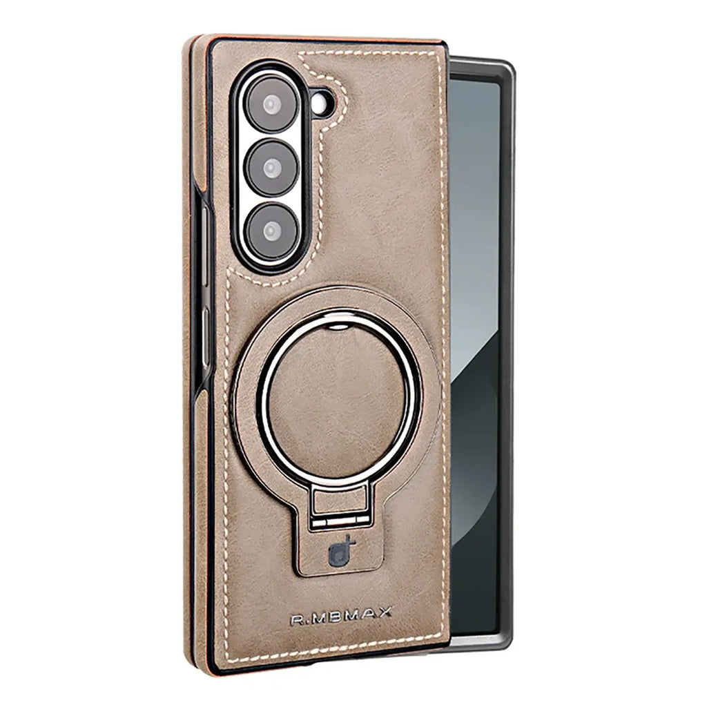 Buy Luxury Leather Magnetic Case for Samsung Z Fold Series, Built-in Invisible Stand, Premium Phone Cover - PHAROS at Rimbmax-Samsung Galaxy Z Fold 7, Beige