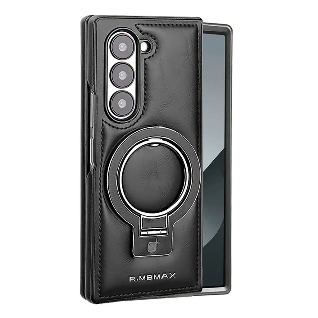 Buy Luxury Leather Magnetic Case for Samsung Z Fold Series, Built-in Invisible Stand, Premium Phone Cover - PHAROS at Rimbmax-Samsung Galaxy Z Fold 7, Black