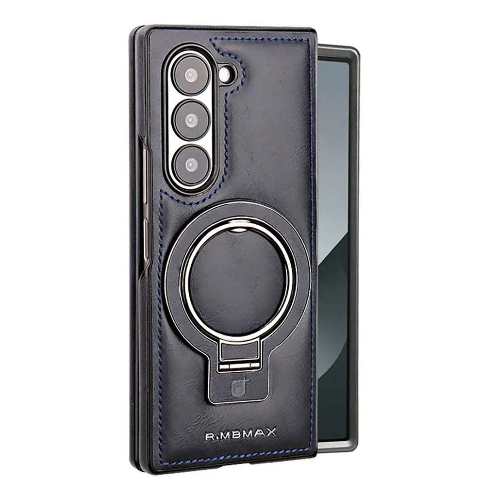 Buy Luxury Leather Magnetic Case for Samsung Z Fold Series, Built-in Invisible Stand, Premium Phone Cover - PHAROS at Rimbmax-Samsung Galaxy Z Fold 7, Blue