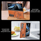Buy Luxury Leather Magnetic Case for Samsung Z Fold Series, Built-in Invisible Stand, Premium Phone Cover - PHAROS at Rimbmax-Samsung Galaxy Z Fold 7, Bronze
