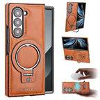 Buy Luxury Leather Magnetic Case for Samsung Z Fold Series, Built-in Invisible Stand, Premium Phone Cover - PHAROS at Rimbmax-Samsung Galaxy Z Fold 7, Bronze