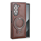 Buy Luxury Leather Magnetic Case for Samsung Z Fold Series, Built-in Invisible Stand, Premium Phone Cover - PHAROS at Rimbmax-Samsung Galaxy Z Fold 7, Brown