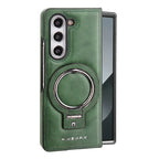 Buy Luxury Leather Magnetic Case for Samsung Z Fold Series, Built-in Invisible Stand, Premium Phone Cover - PHAROS at Rimbmax-Samsung Galaxy Z Fold 7, Green
